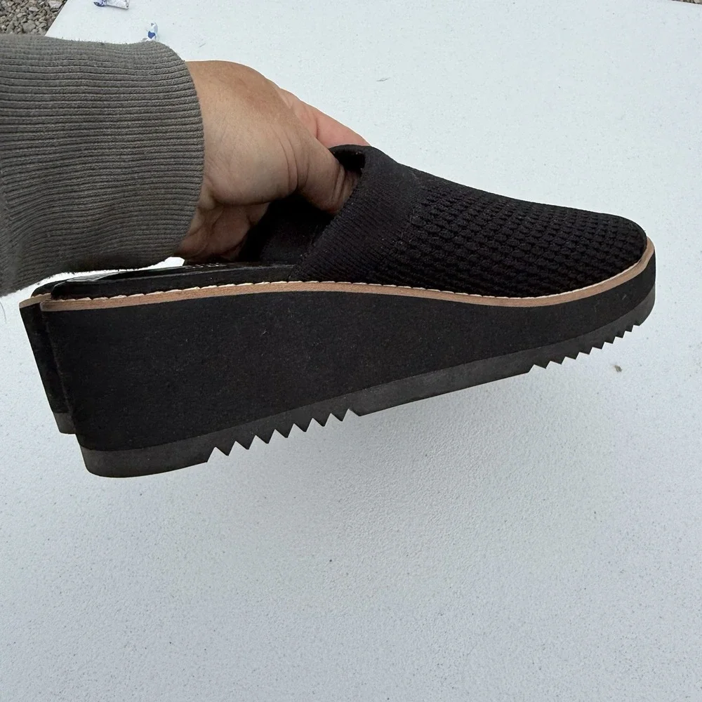 Eileen Fisher Telly Recycled Stretch Knit Wedge Sandal Sz 6‎ Slip On Black Rare